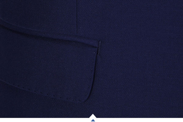 蘭色商務(wù)西裝定做口袋細節(jié)特寫圖