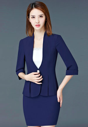 藍(lán)色營(yíng)業(yè)員工作服定制款式圖