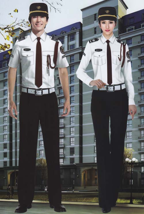 白色時(shí)尚保安工作服套裝定制款式