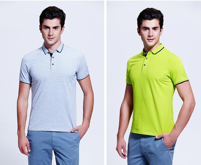 花灰色短袖polo衫定做男/女款式展示圖