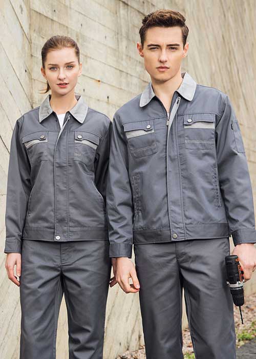 鐵灰色長(zhǎng)袖勞保工作服現(xiàn)貨批發(fā)定做