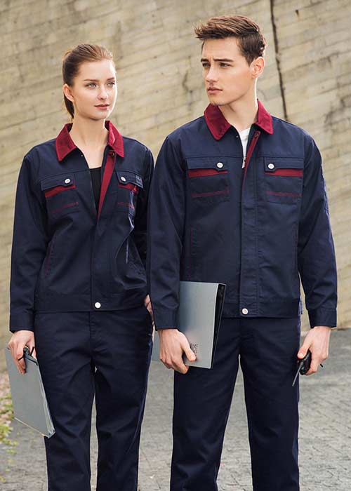 深藍(lán)色長(zhǎng)袖工作服定做現(xiàn)貨批發(fā)