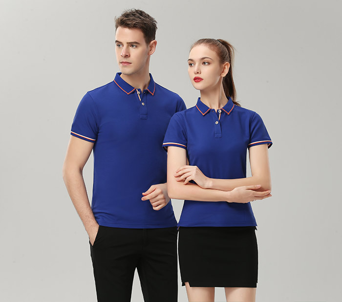 1898號時尚翻領(lǐng)短袖POLO衫現(xiàn)貨批發(fā)之寶藍(lán)色模特展示圖